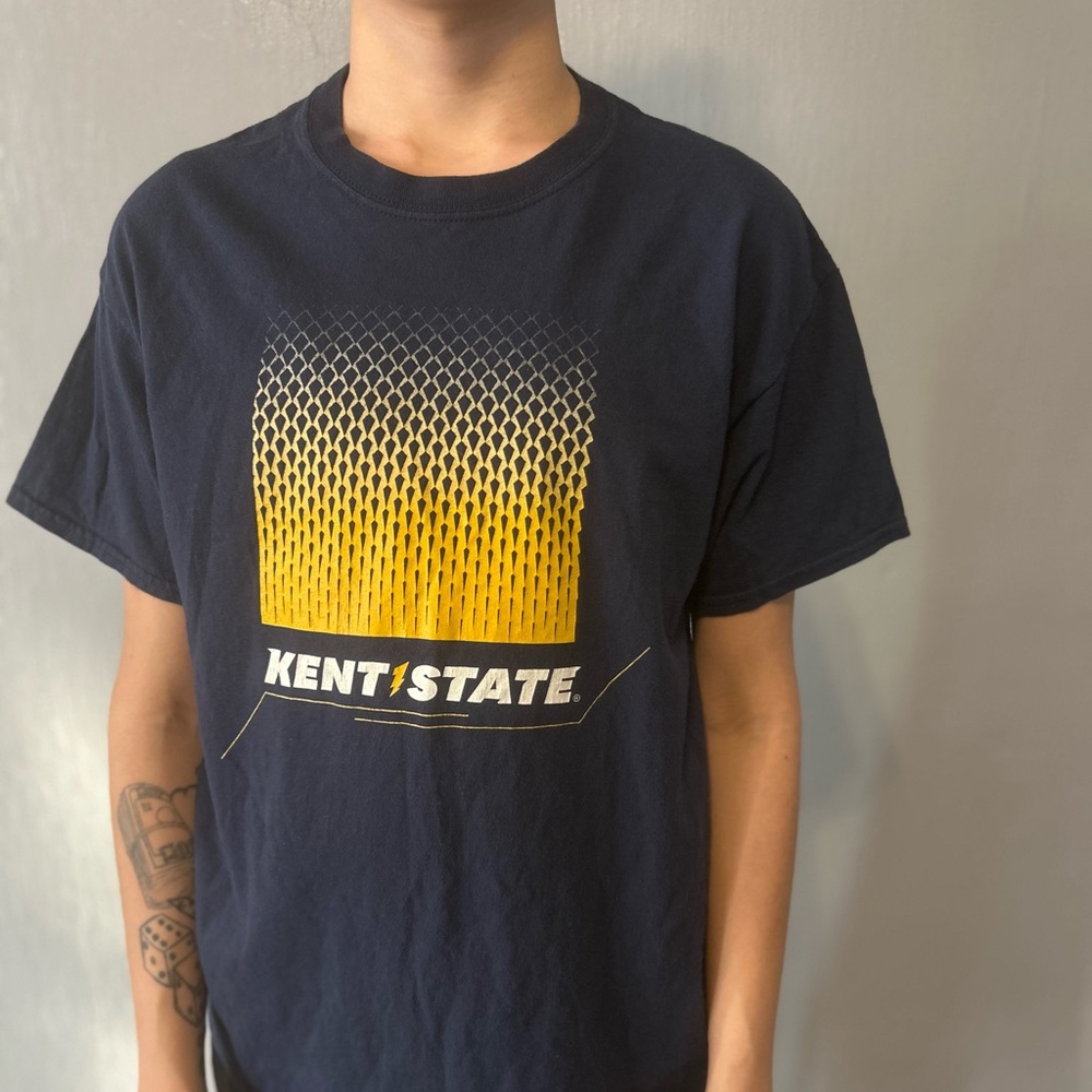 Dark Blue and Yellow Kent State Graphic Tee